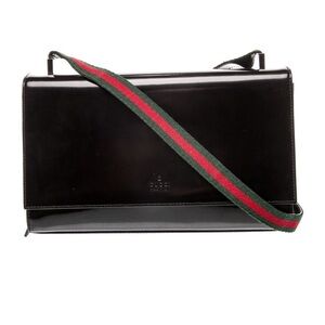 Authentic Gucci Black Leather Bag with Signature Adjustable Strap